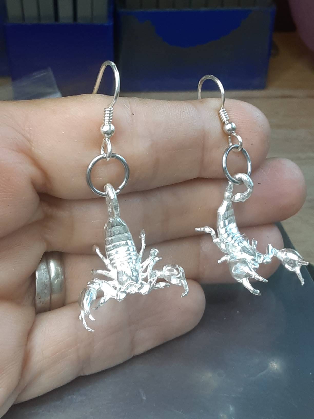 Sterling silver scorpion dangle earrings
