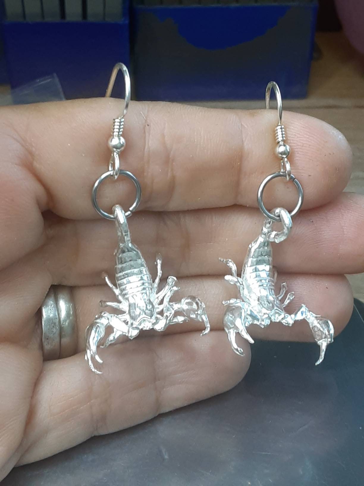 Sterling silver scorpion dangle earrings