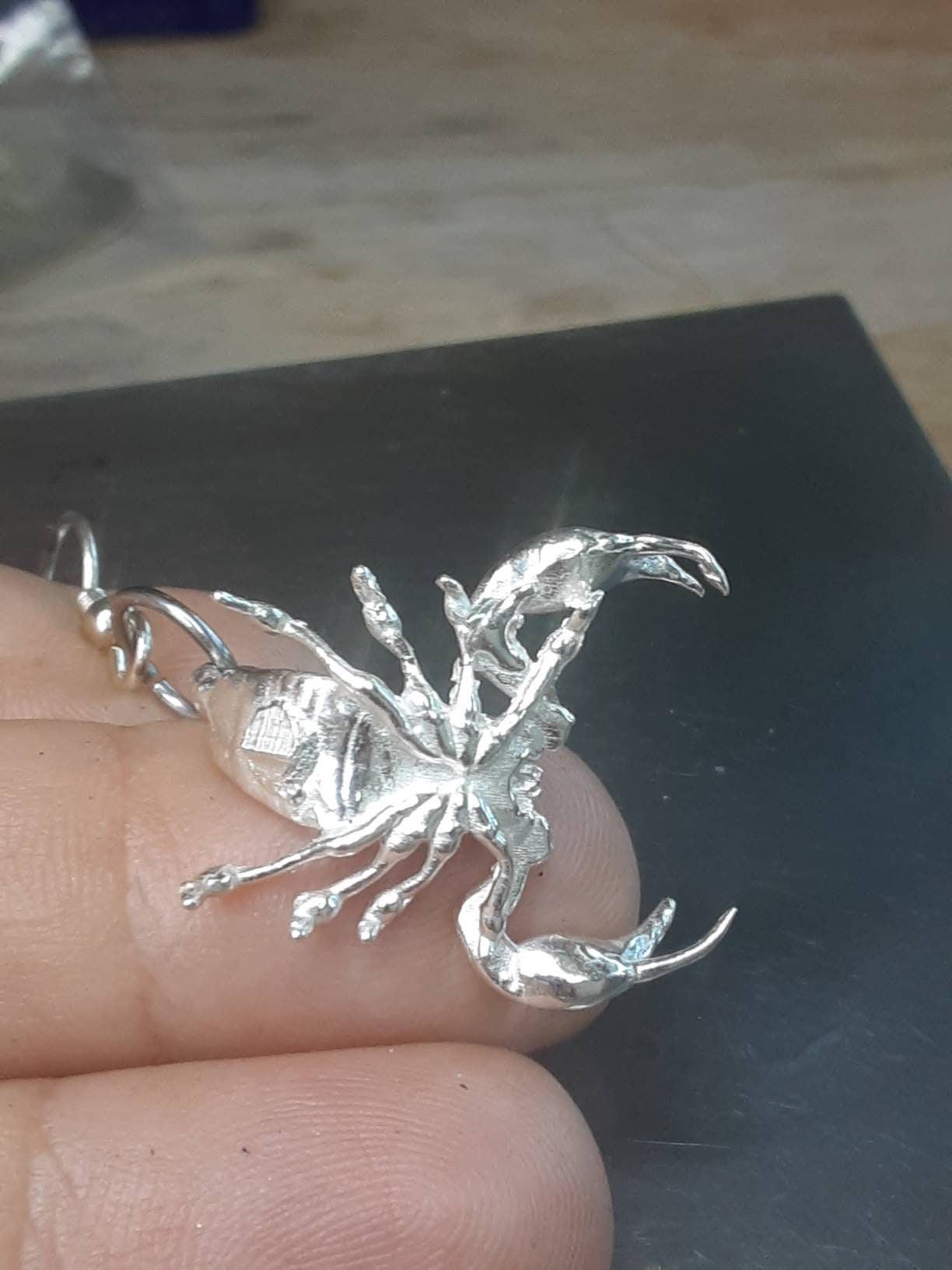 Sterling silver scorpion dangle earrings