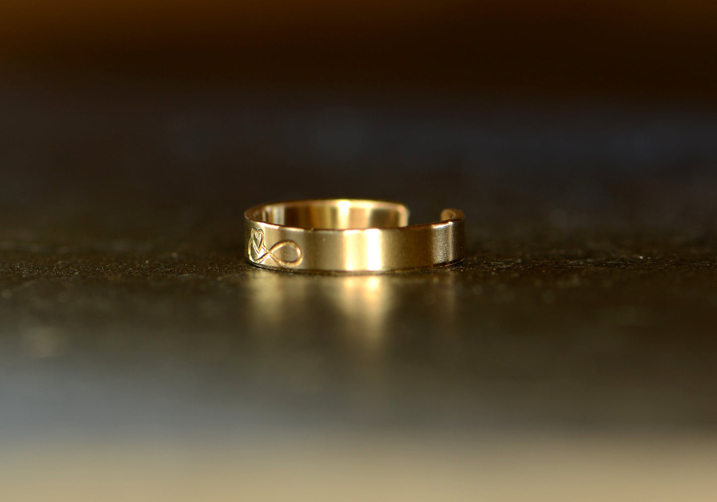 Dainty 14k gold toe ring with infinity and heart - dainty and solid gold