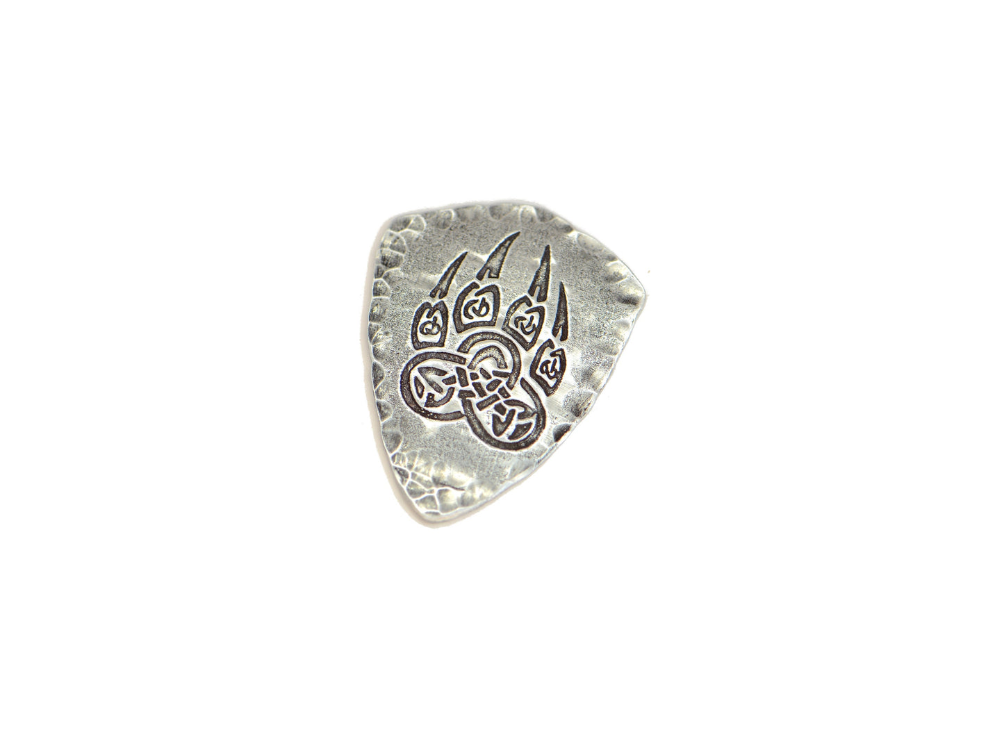Bear claw in sterling silver shield guitar pick