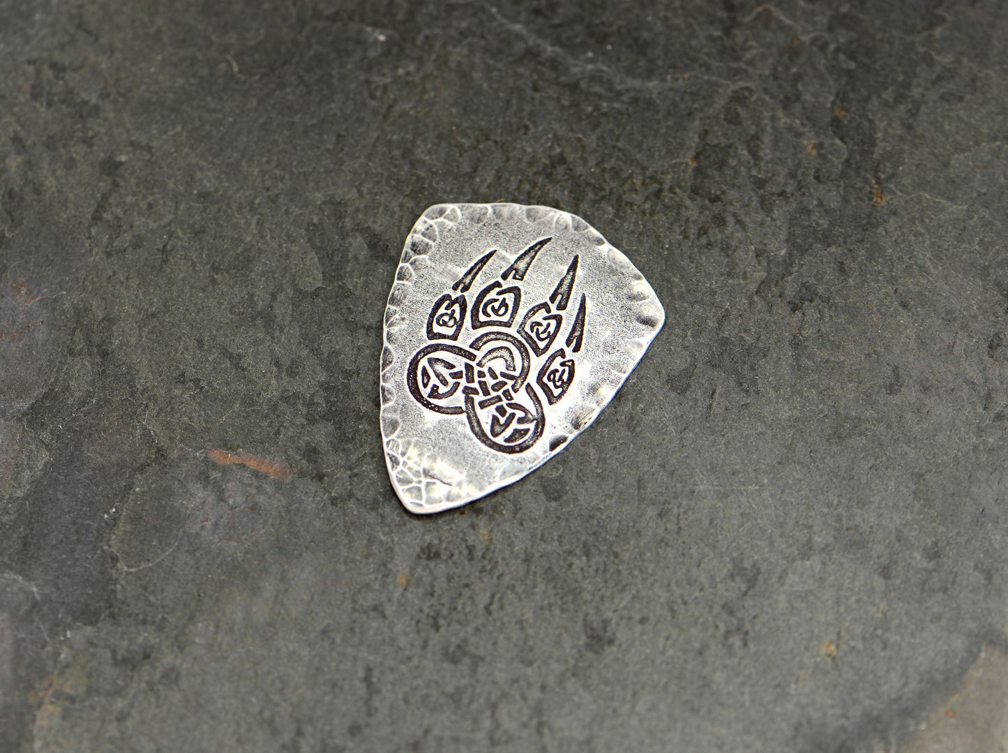 Bear claw in sterling silver shield guitar pick