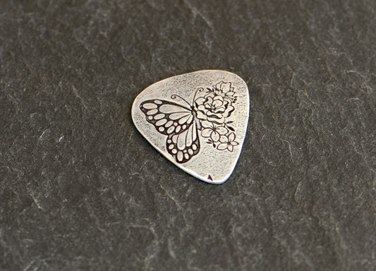 Butterfly sterling silver guitar pick