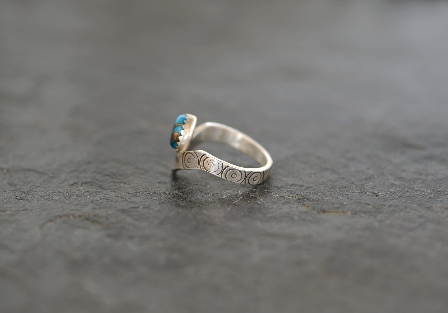 Copper and turquoise on sterling silver ring