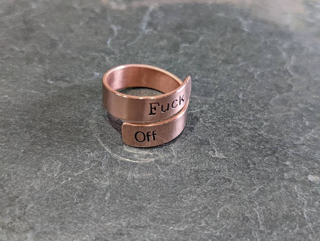 Bypass wrap copper ring with F@ck Off