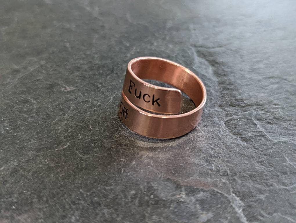 Bypass wrap copper ring with F@ck Off