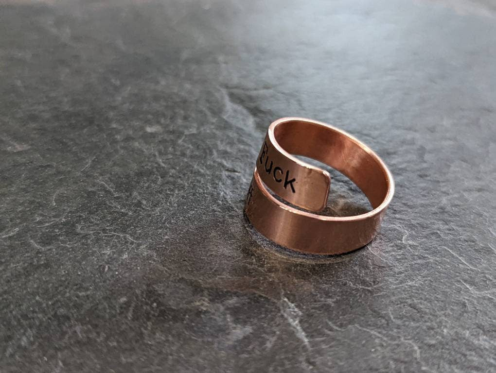 Bypass wrap copper ring with F@ck Off