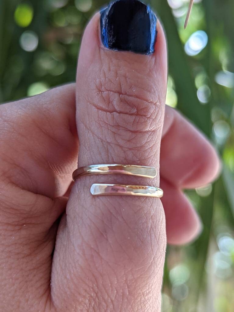 Gold filled bypass thumb ring