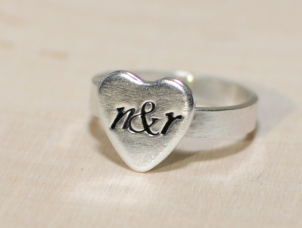 Cute and Dainty Sterling Silver Ring with initials