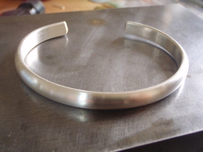 Mens half round sterling silver cuff bracelet