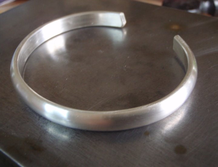 Mens half round sterling silver cuff bracelet