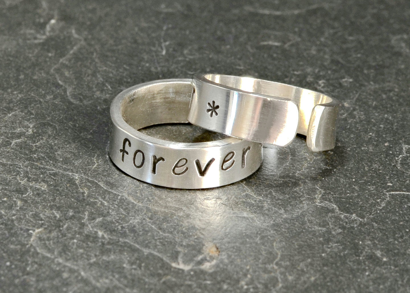 Best Friends Forever Sterling Silver Friendship Ring Set in adjustable open style