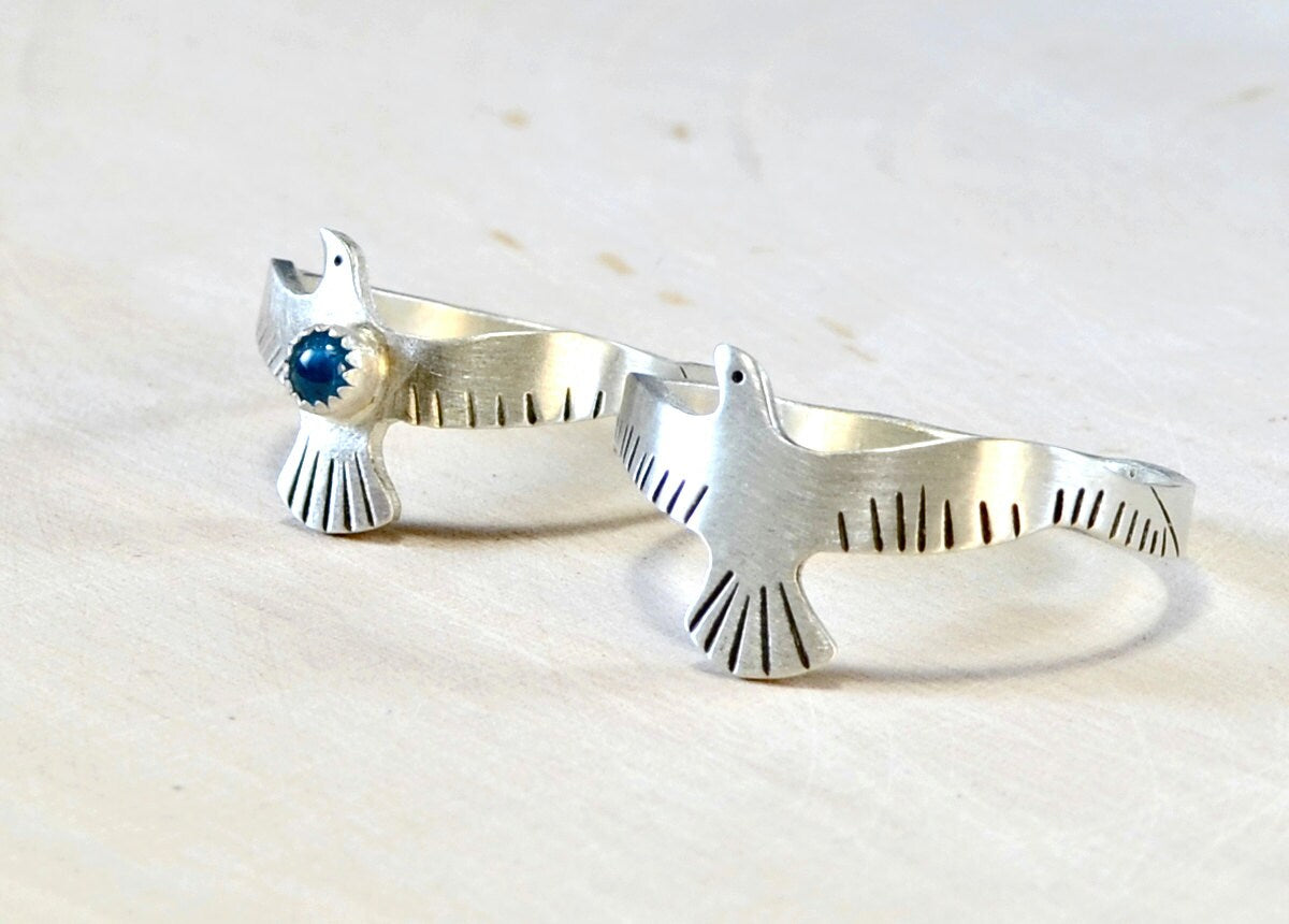 Couples Ring Set in Sterling Silver with Blue Topaz