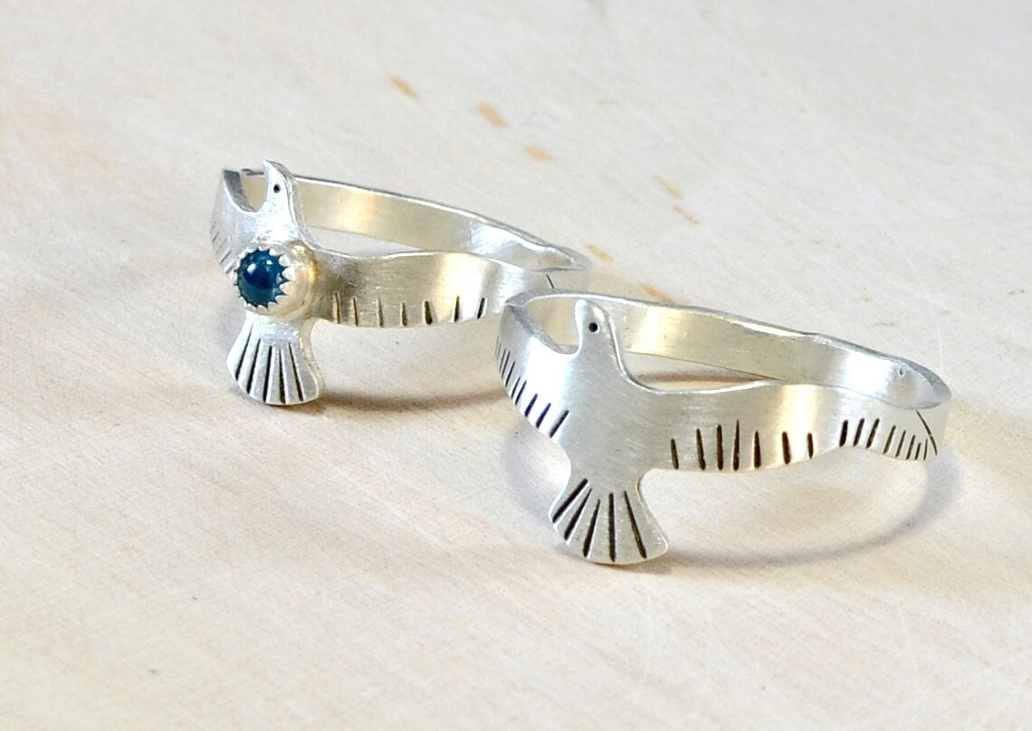 Couples Ring Set in Sterling Silver with Blue Topaz