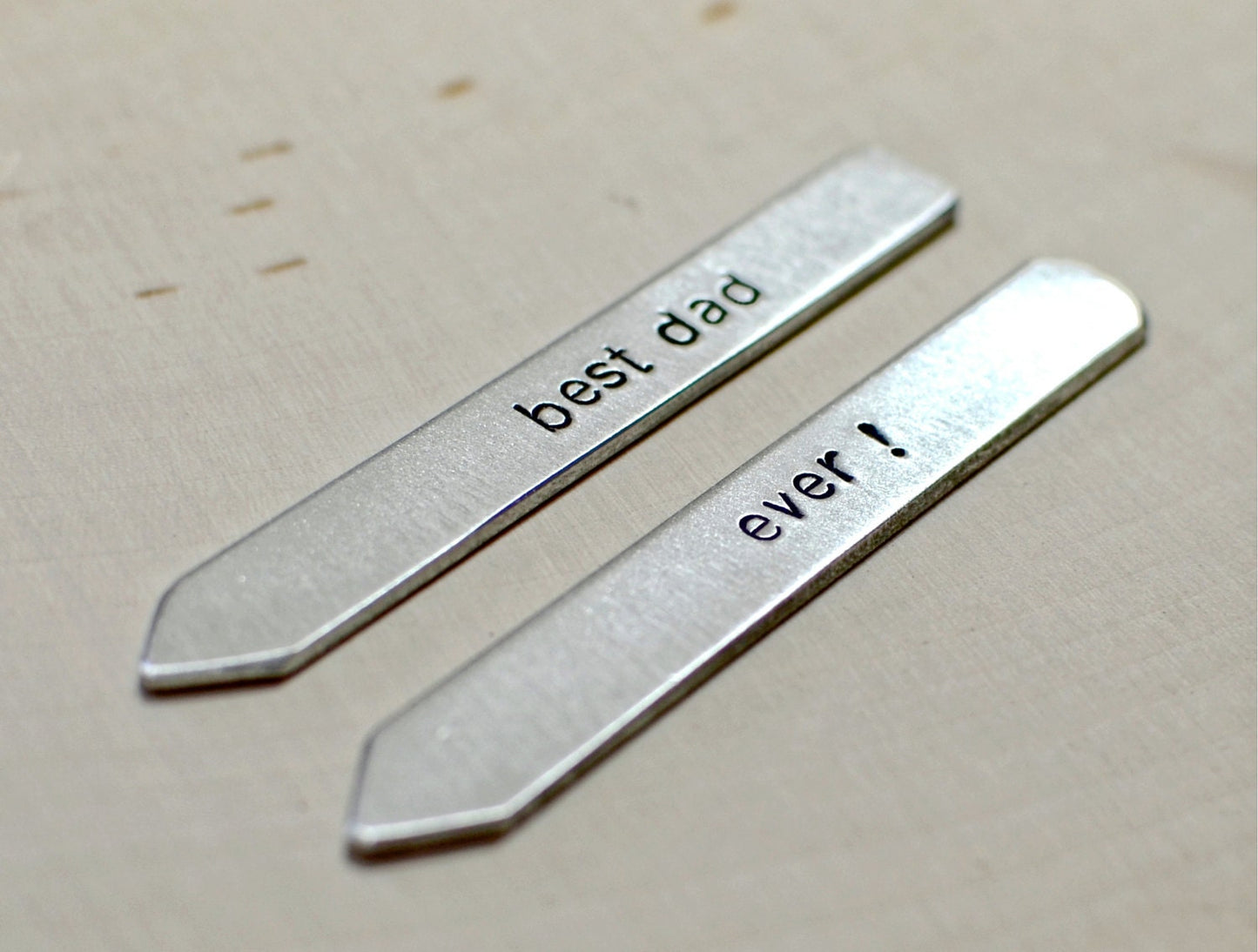 Collar stays for dad in your choice of silver or aluminum