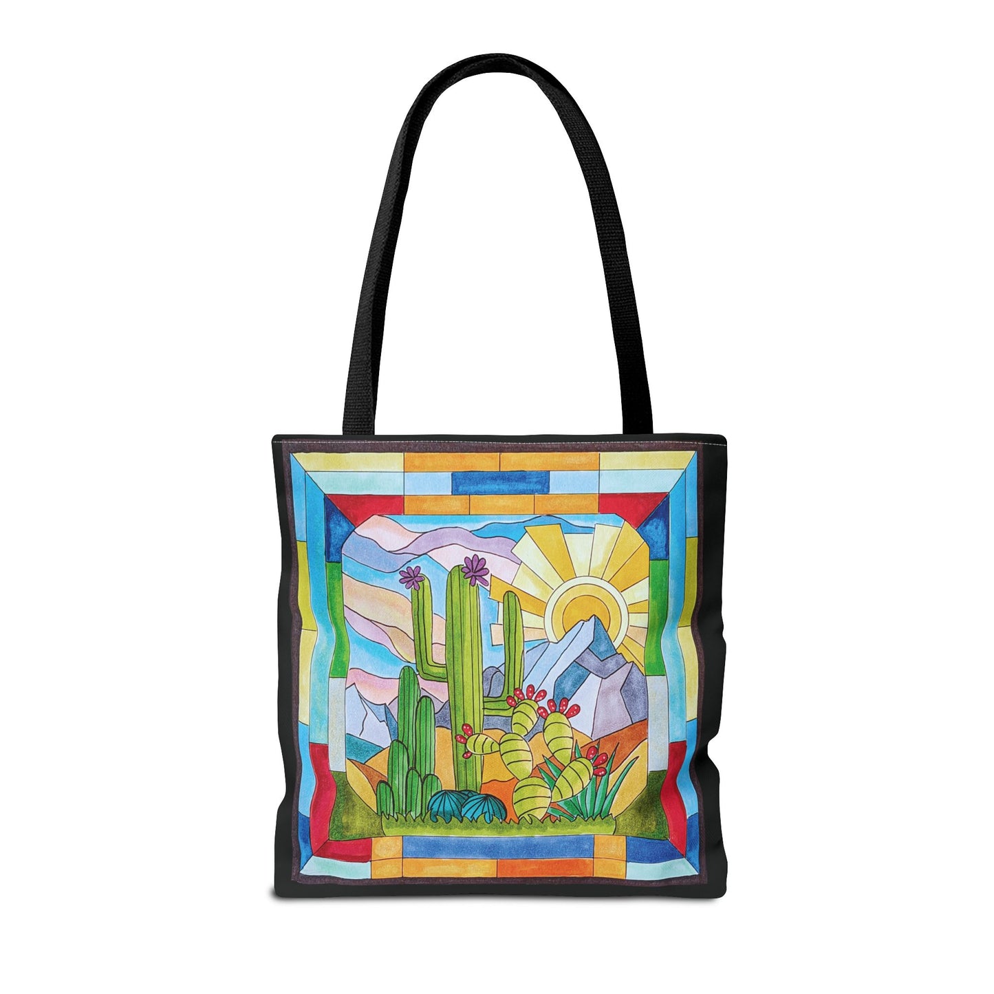 Stained glass window original art tote bag