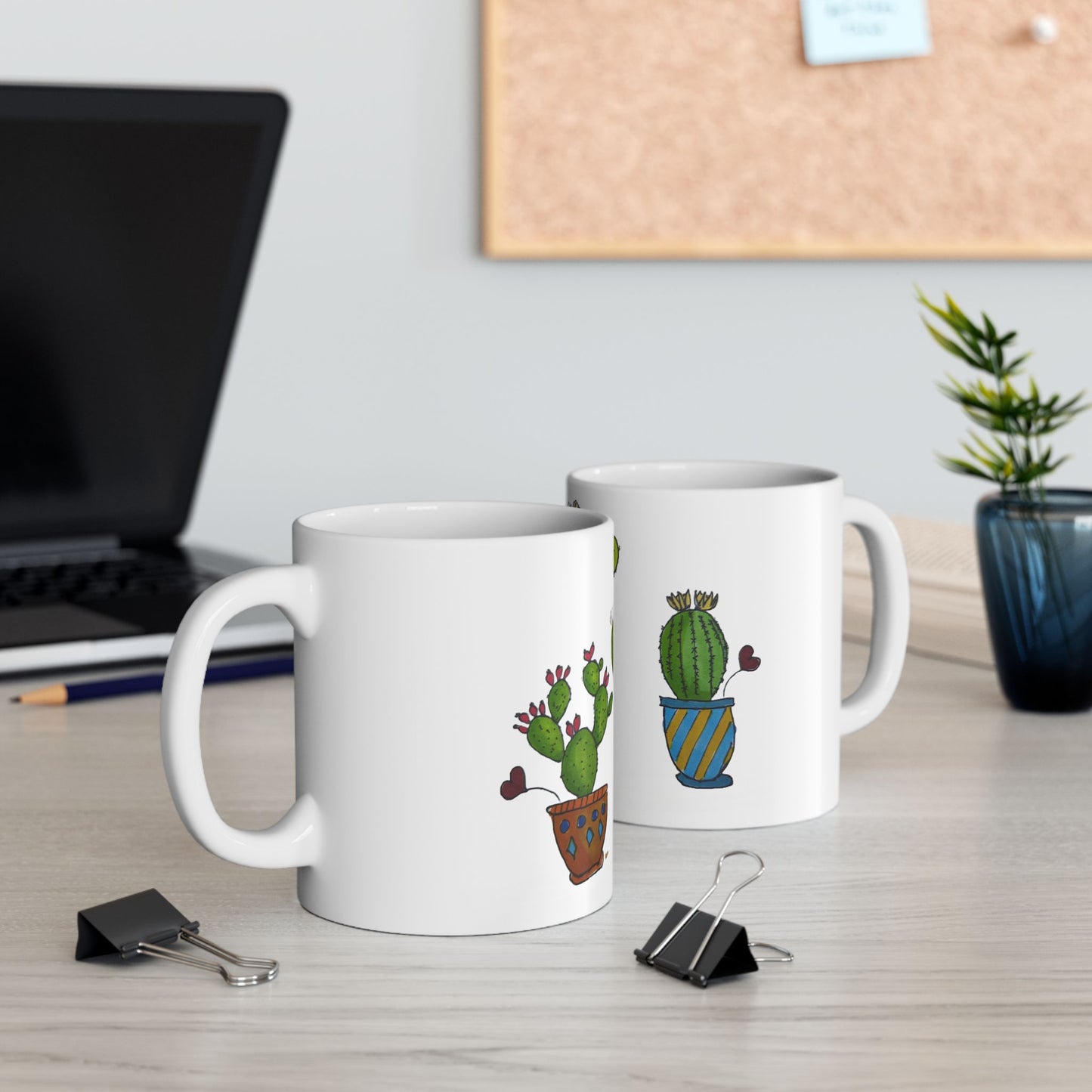 Cactus drawing coffee or tea mug made from Ceramic