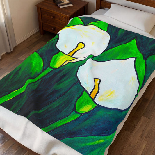 Velveteen Plush Blanket with my original Cala lilie art