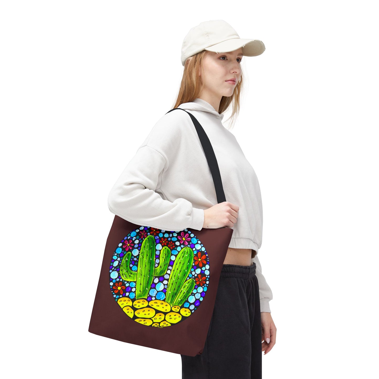 Cactus Doodle Canvas Tote Bag — Cute Hand-Drawn Succulent Design