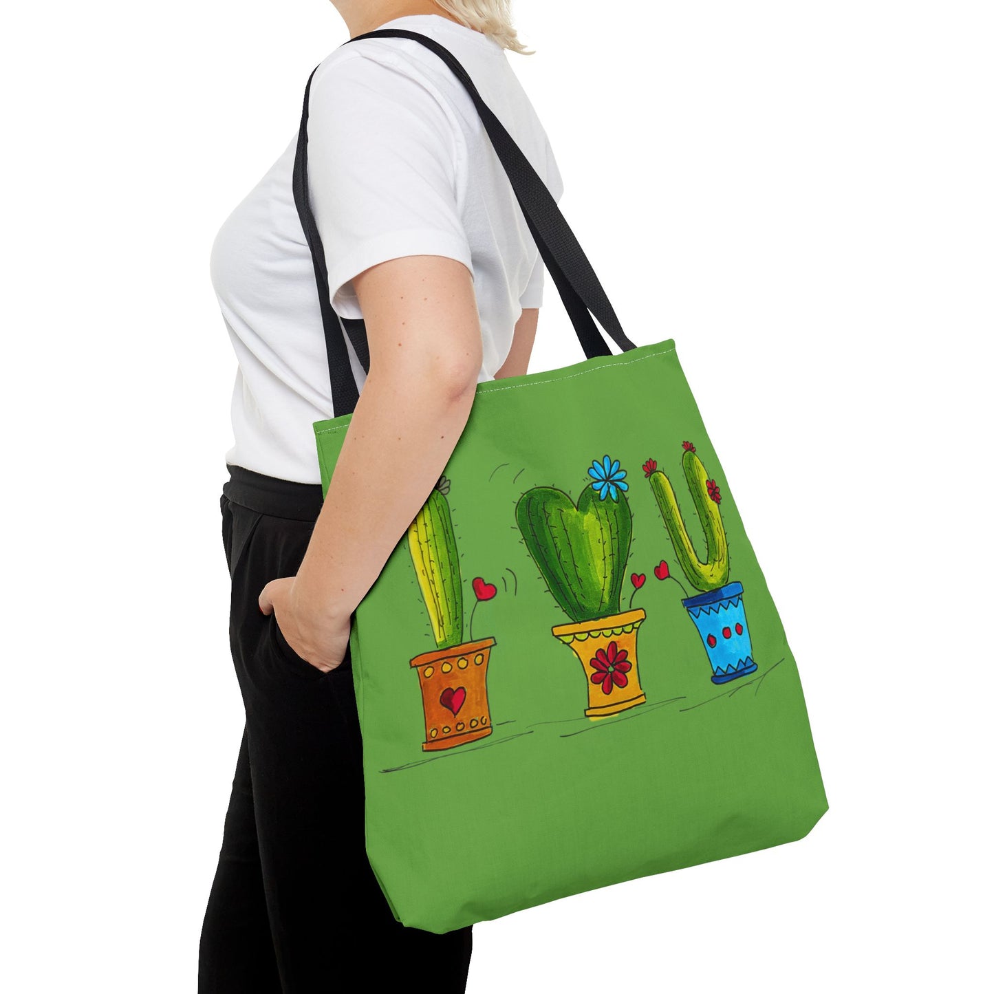 Cactus Doodle Green Tote Bag