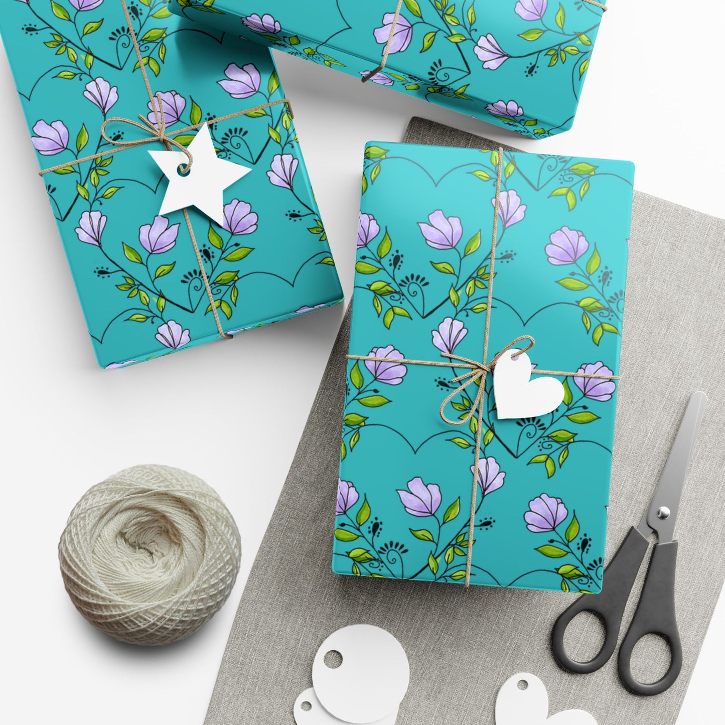 Flower heart gift wrap paper