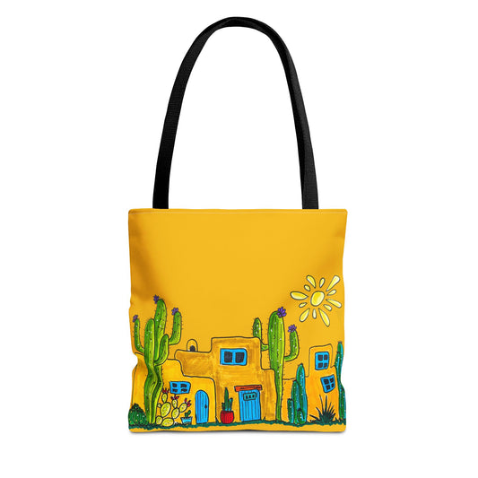 Yellow Tote bag with desert scenery