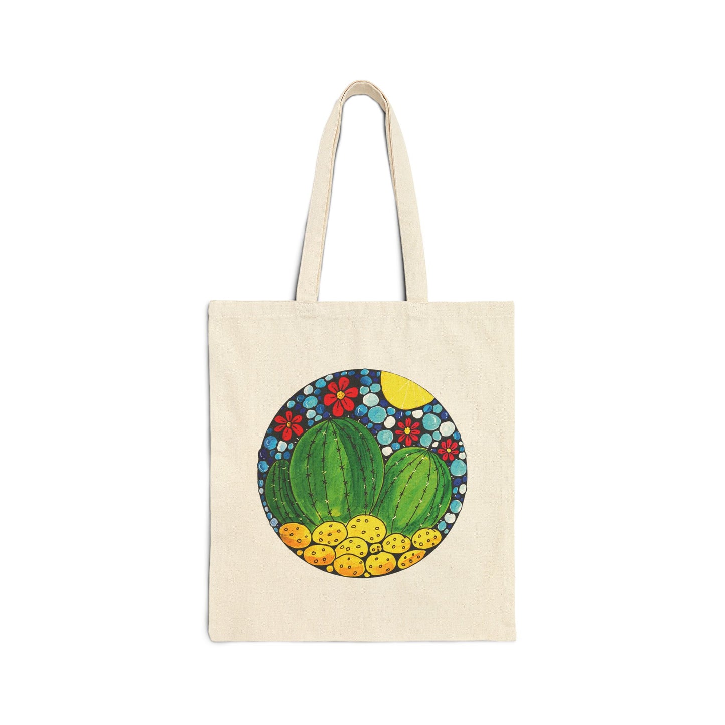 Cotton Canvas Tote Bag with cactus doodle