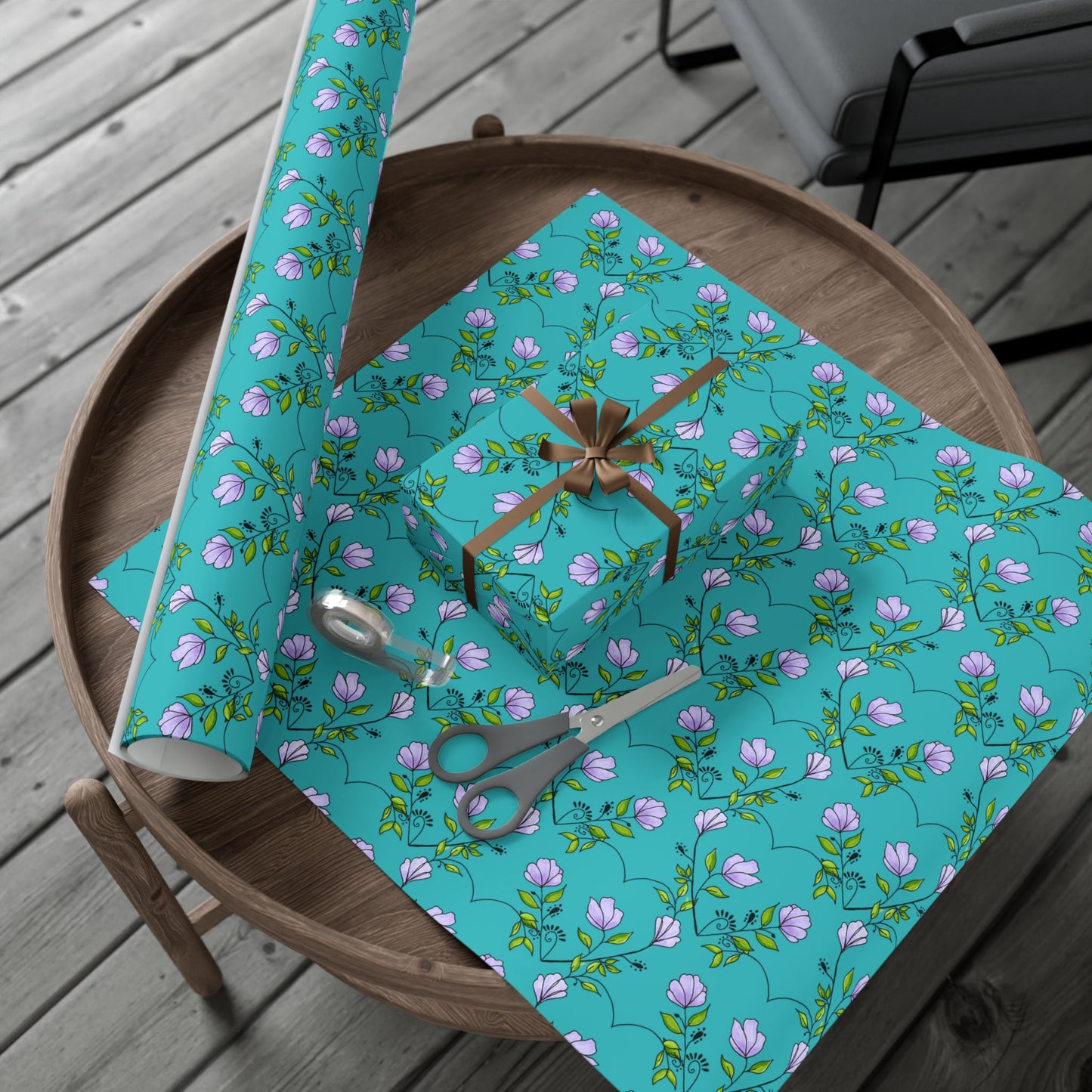 Flower heart gift wrap paper