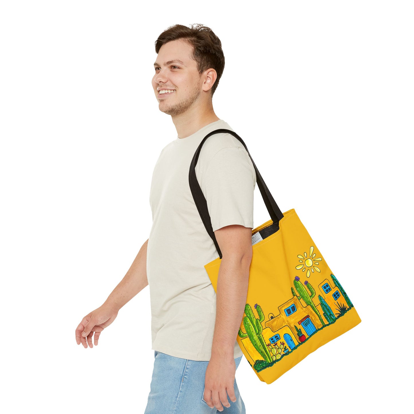 Yellow Tote bag with desert scenery