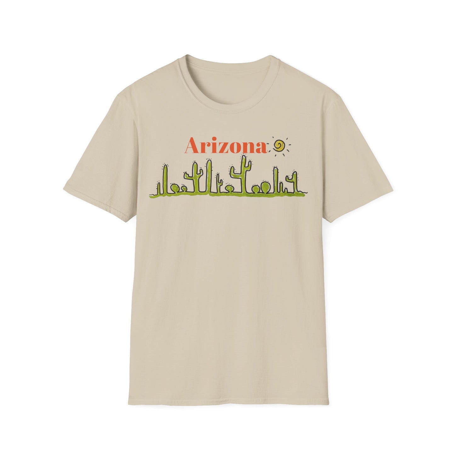 Arizona Cactus Doodle T-Shirt — Southwest Desert Tee