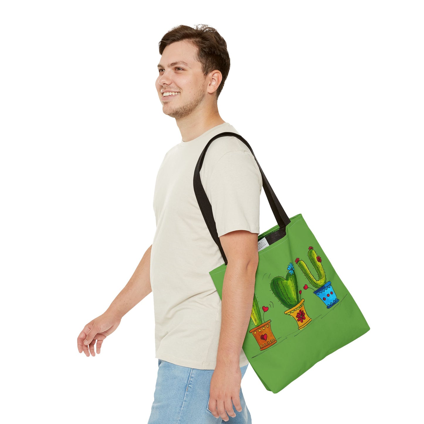 Cactus Doodle Green Tote Bag