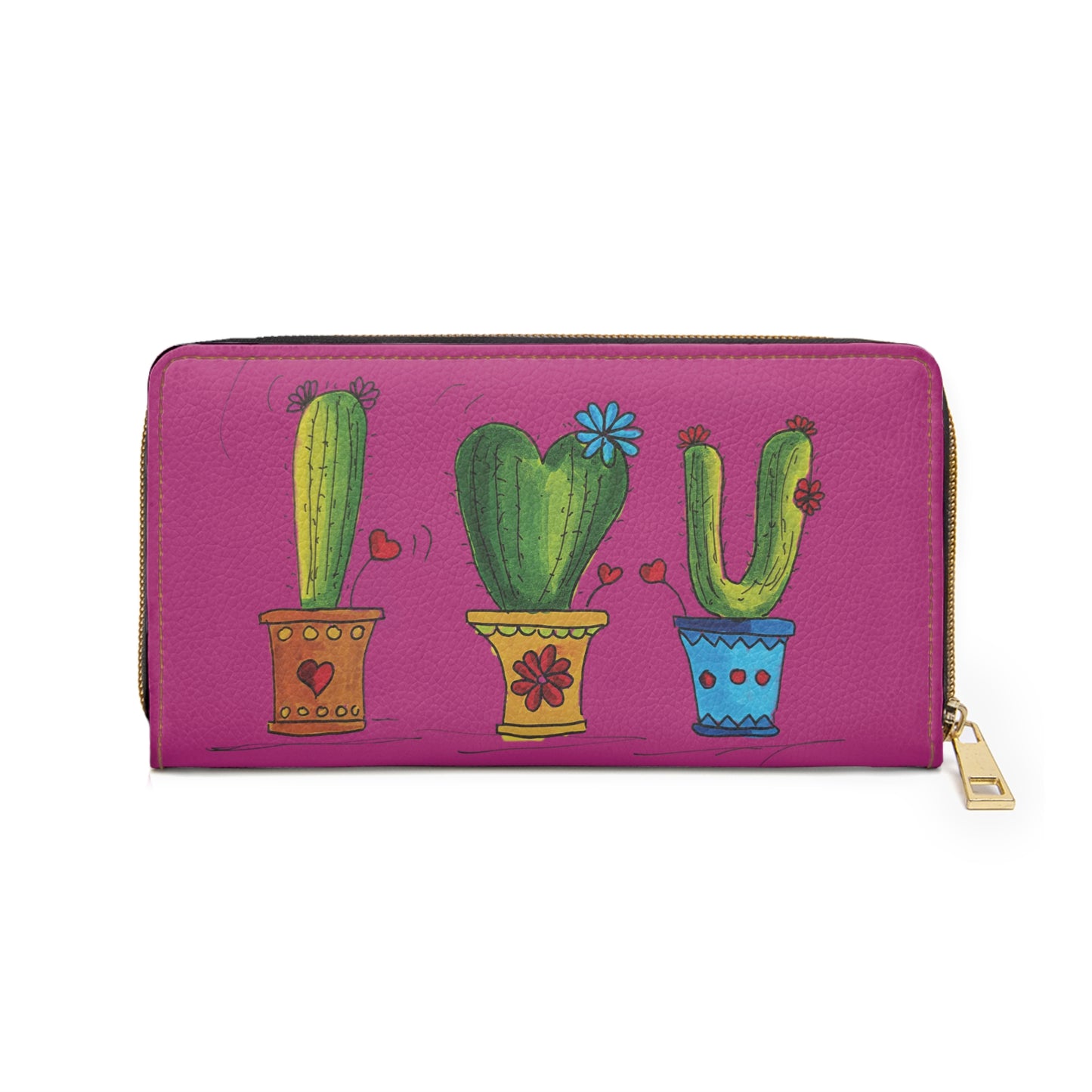 Purple cactus zipper wallet
