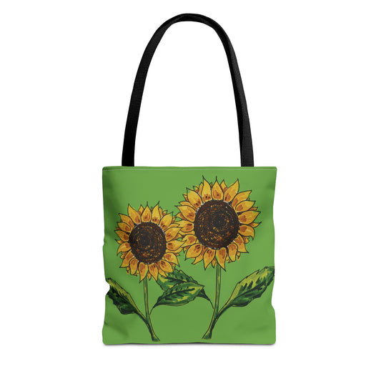 sunflowers tote with my own drawings - green