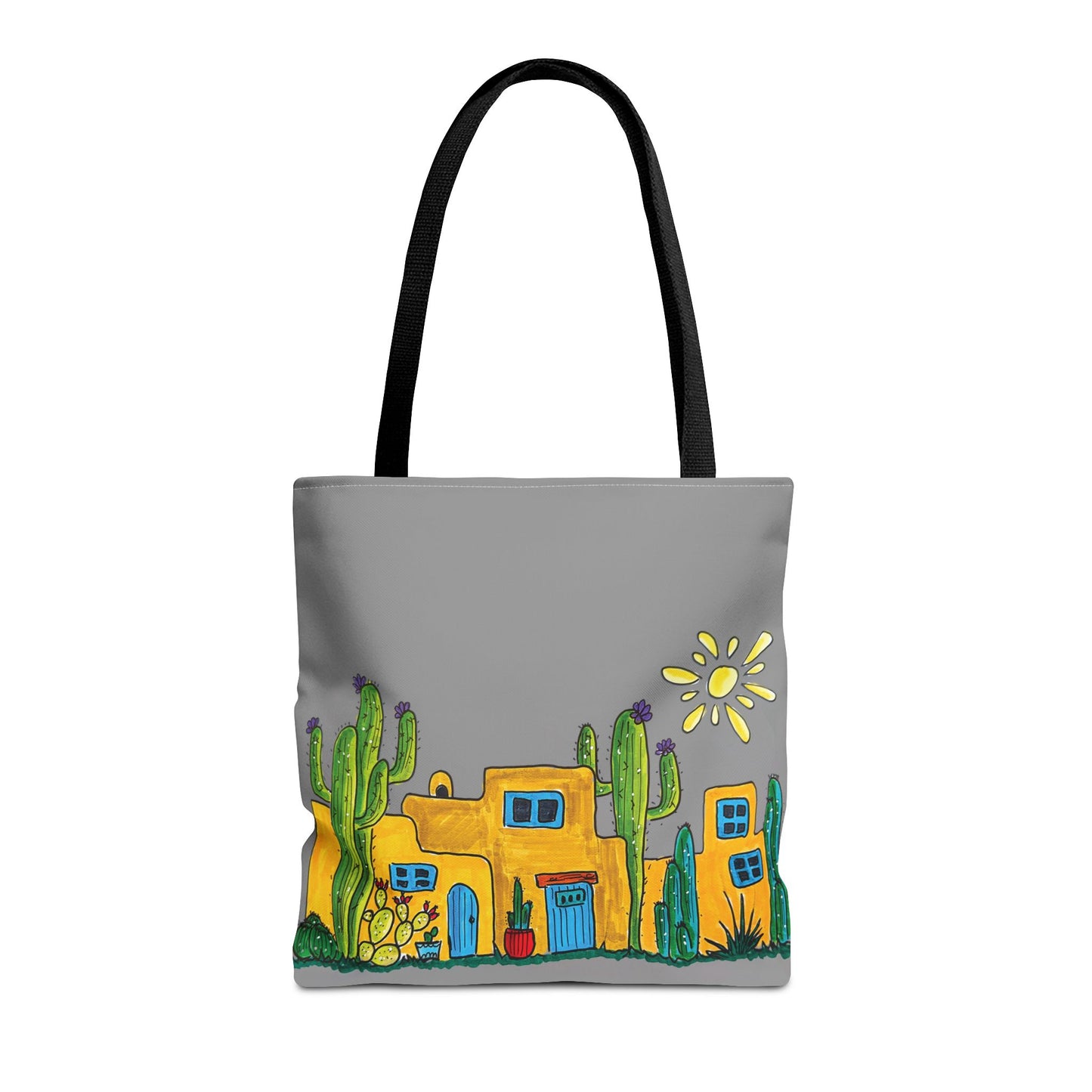 Grey Tote bag with desert scenery