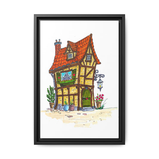 Framed Matte Canvas - Charming Cottage Watercolor Art Print