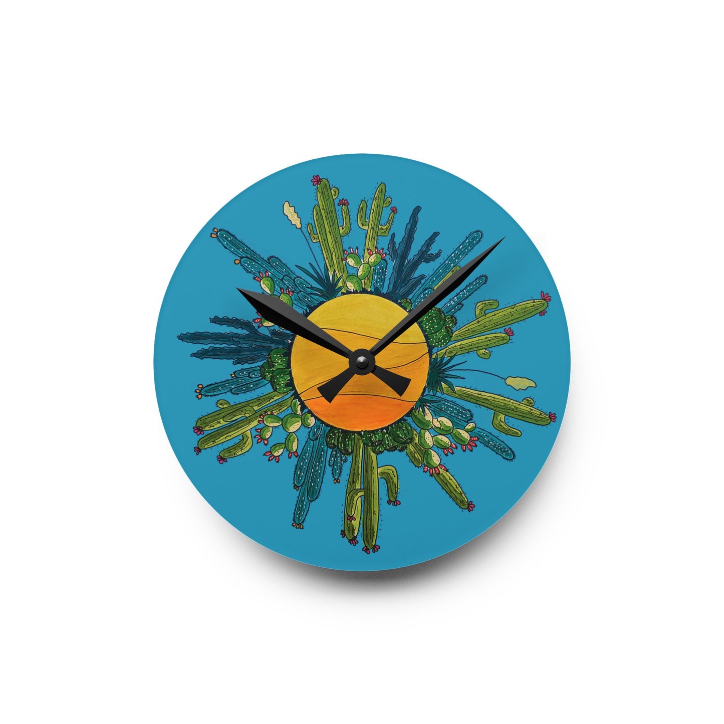 succulent wall clock Cactus art wall clock made from acrylyc – NiciArt