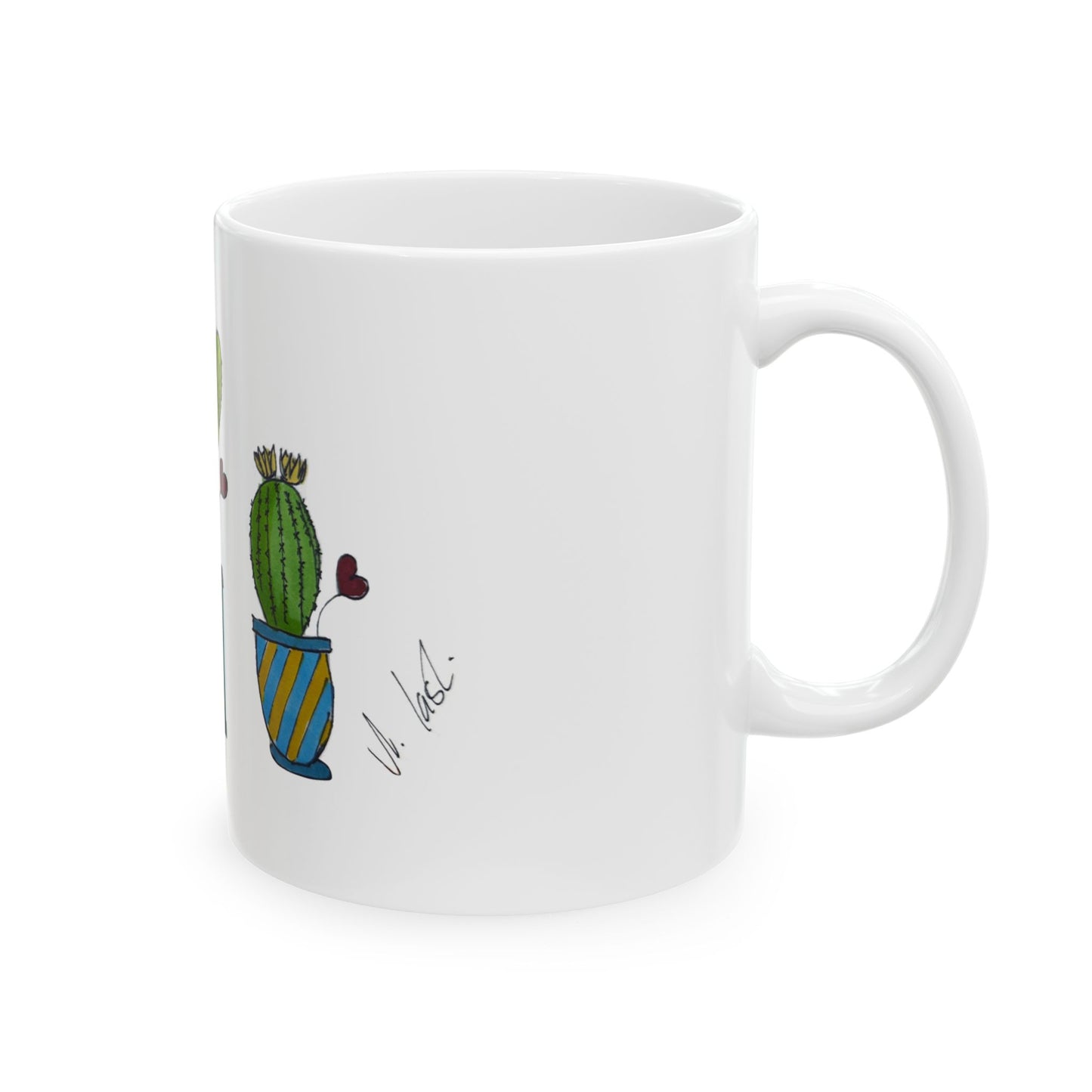 Doodle Cactus Ceramic Mug — Cute Potted Cactus Design (11oz & 15oz)