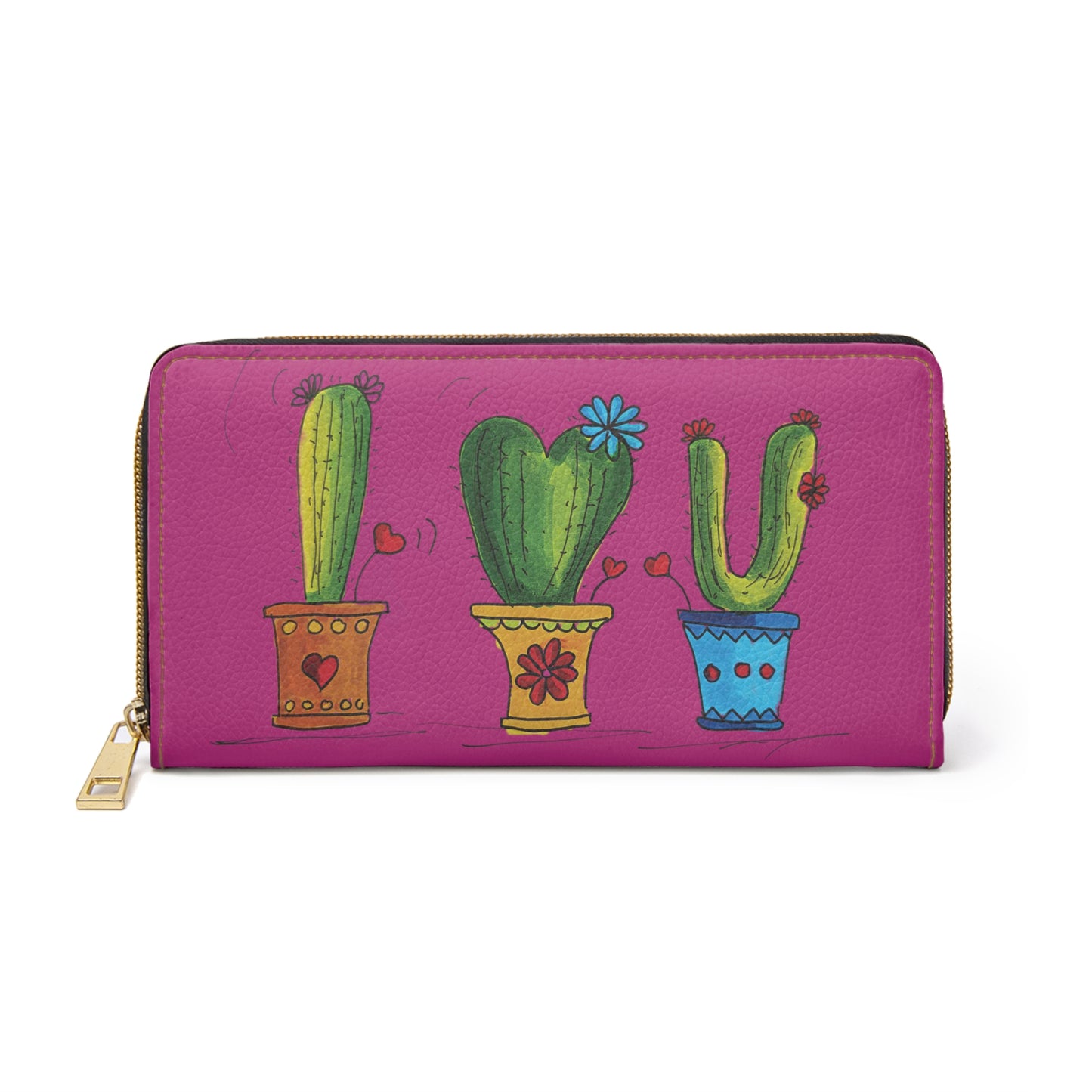 Purple cactus zipper wallet