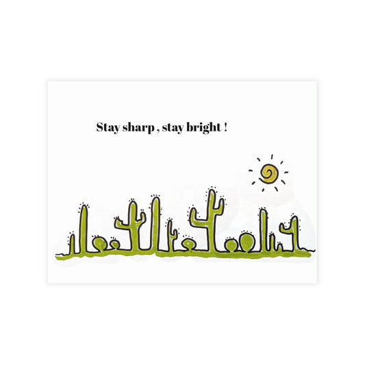Cactus drawing  postcard set of 10 - with the word Prick - punny cactus card - cactus pun