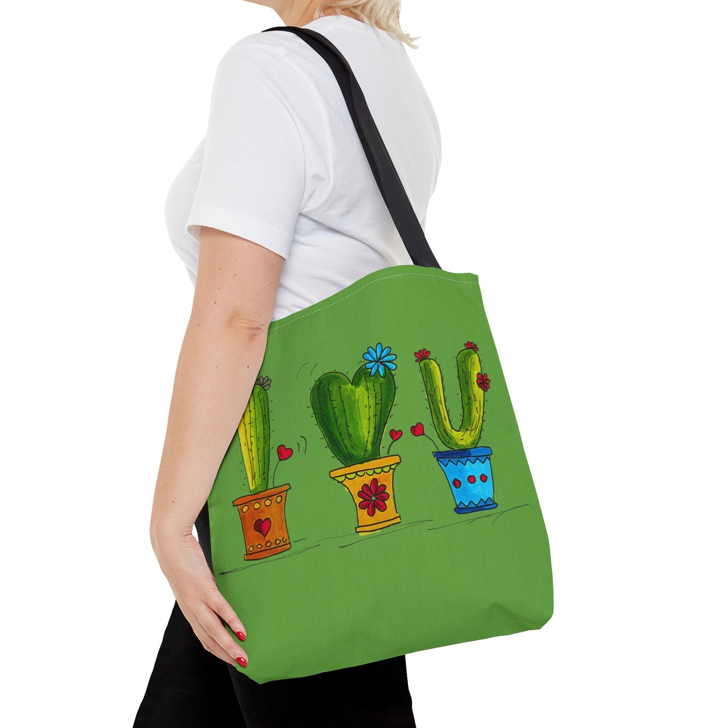 Cactus Doodle Green Tote Bag