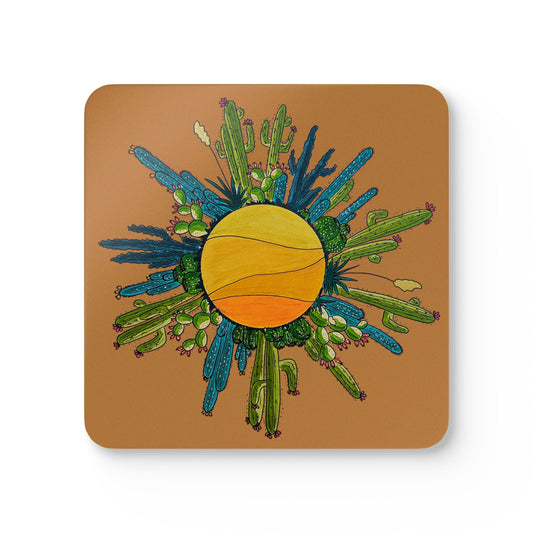 Cactus Sun Cork Coaster Set — Original Doodle Cacti