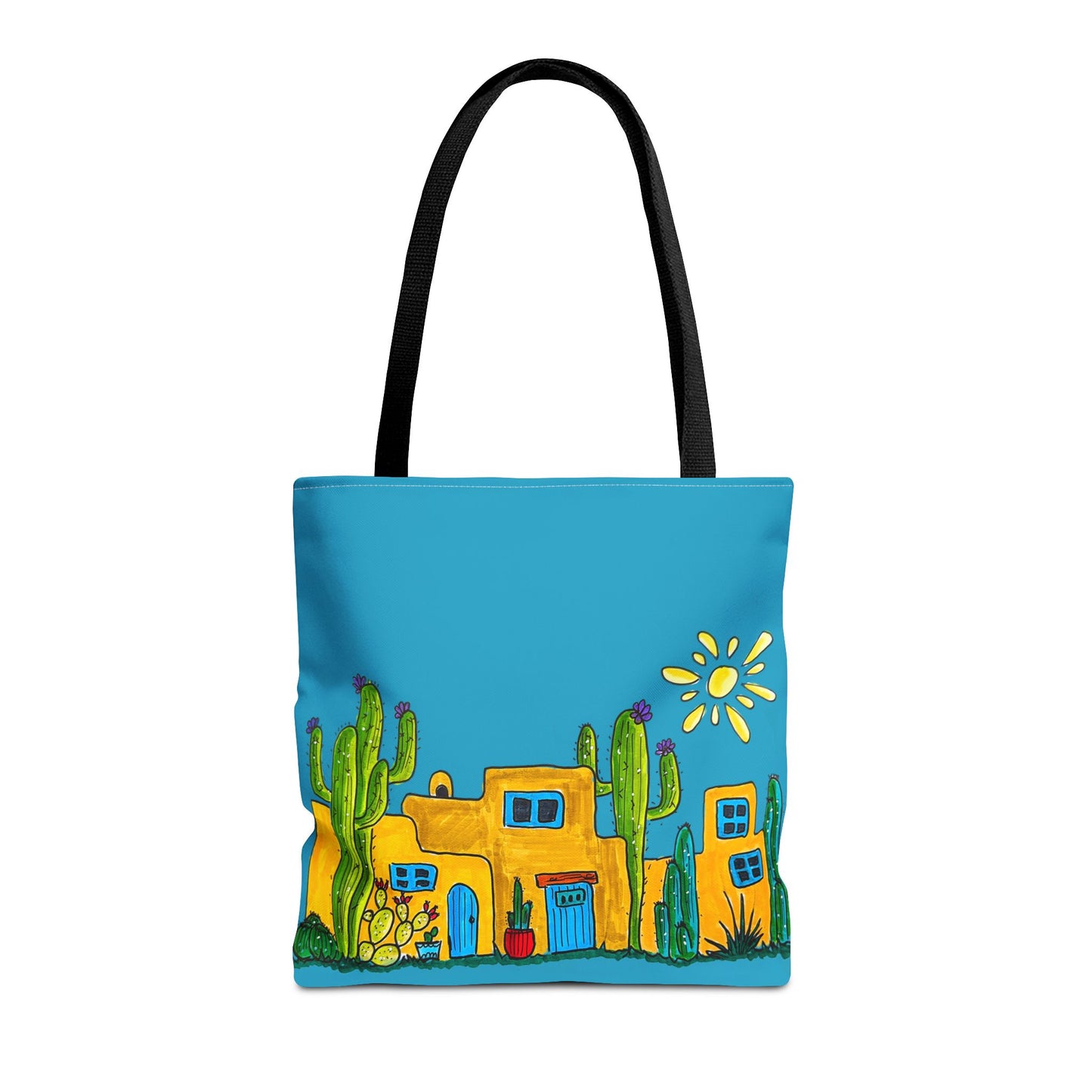 Turquoise Tote bag with desert scenery