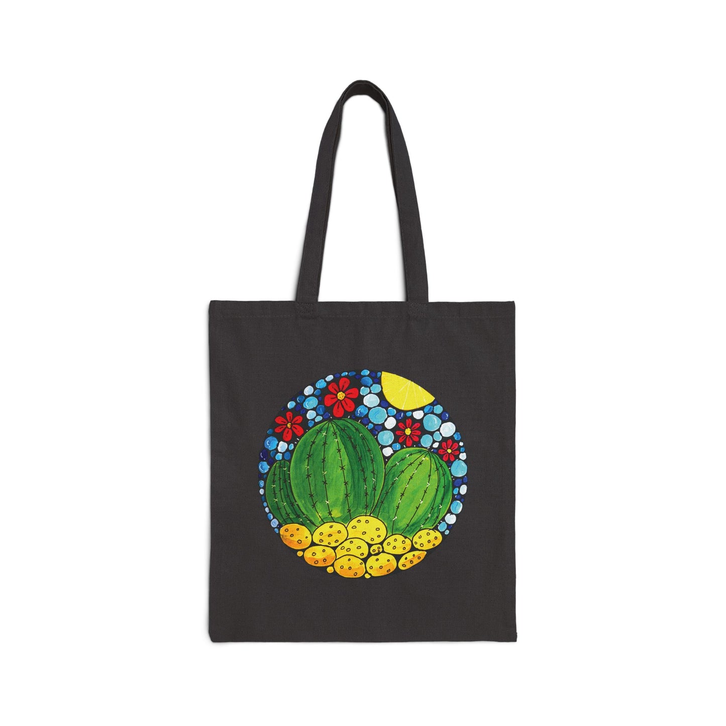 Cotton Canvas Tote Bag with cactus doodle