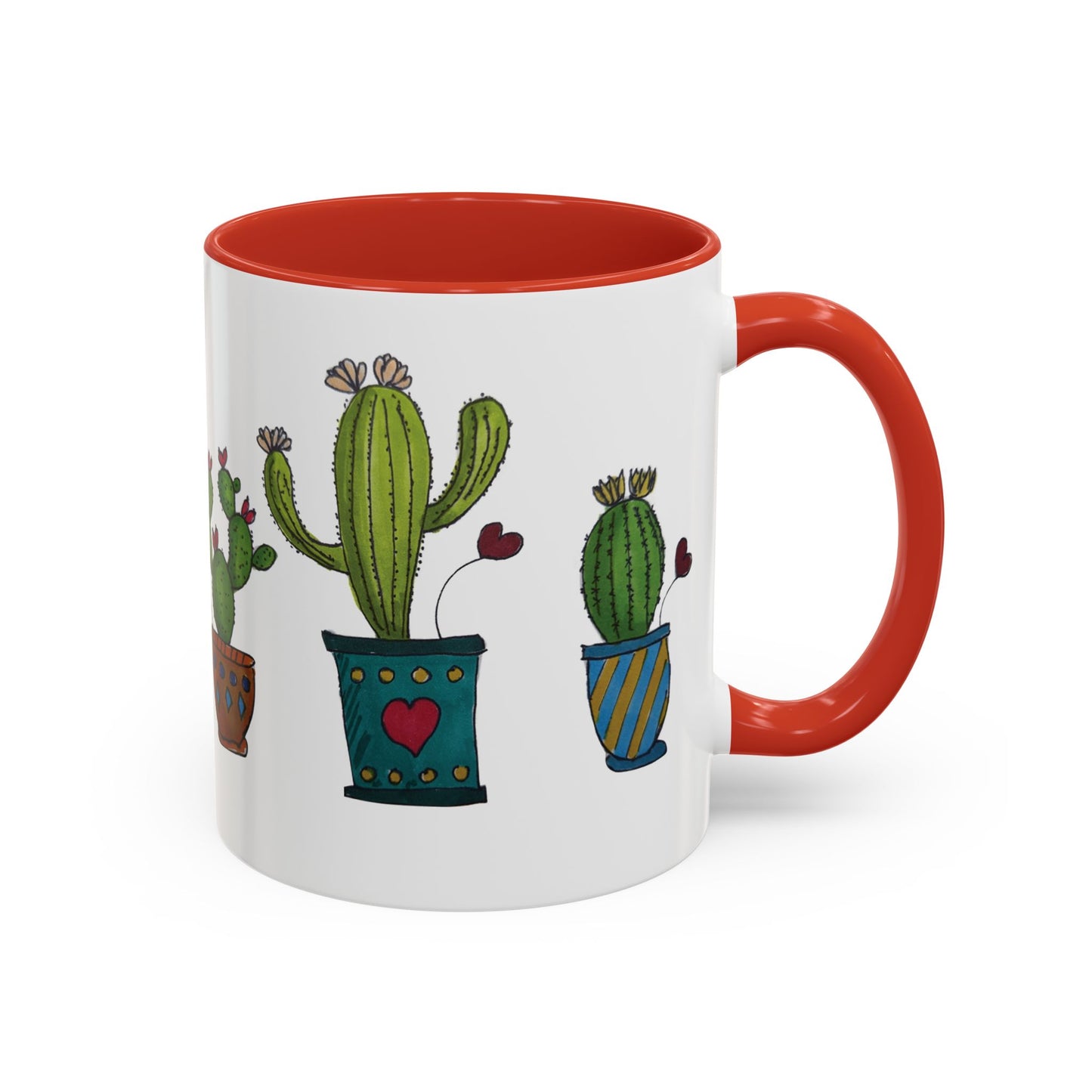 Coffee mug with accent color and my cactus doodle with " you make me thorny "