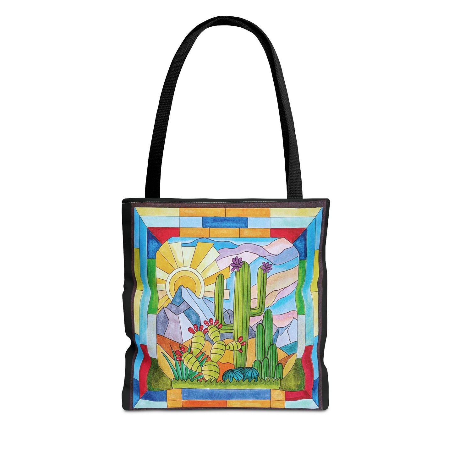 Stained glass window original art tote bag