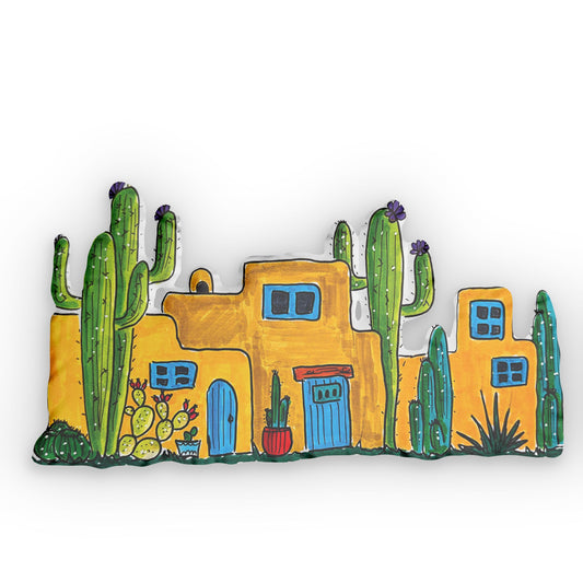 My cactus and adobe house pillow