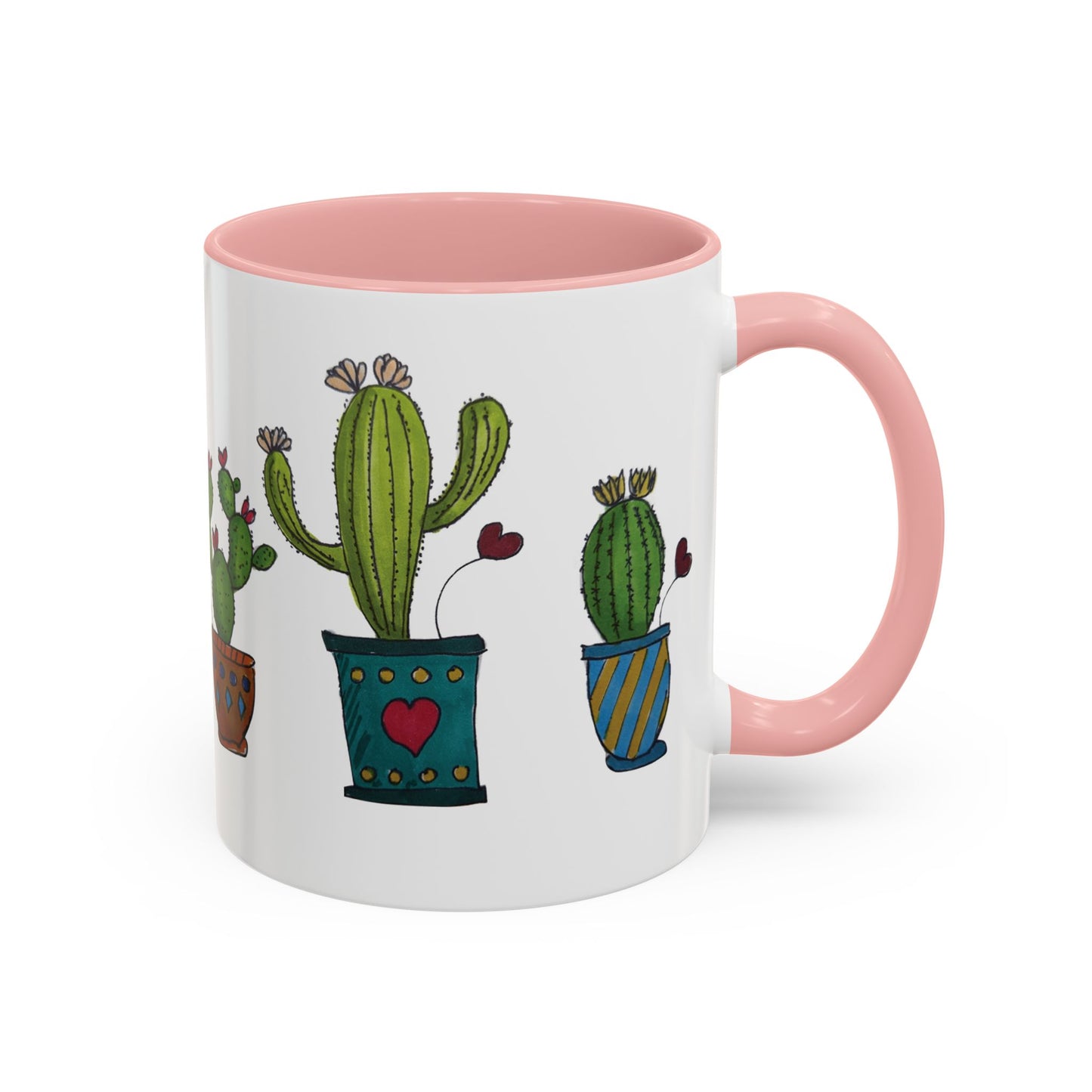 Coffee mug with accent color and my cactus doodle with " you make me thorny "