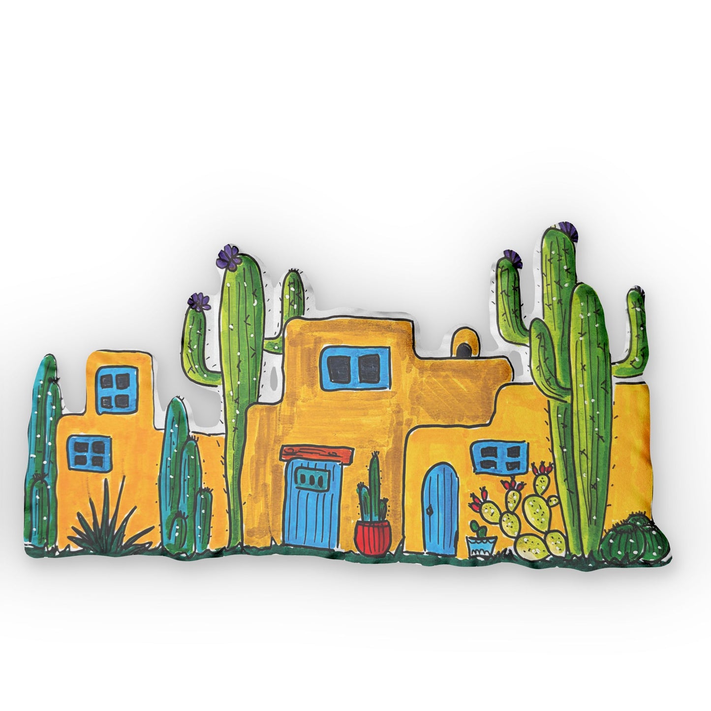 My cactus and adobe house pillow