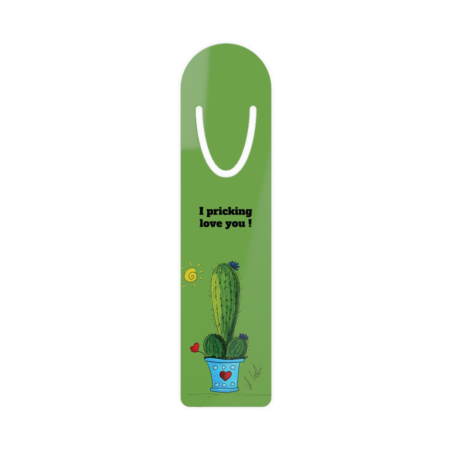 Bookmark - Cute Doodle Cactus Pot with Funny Saying