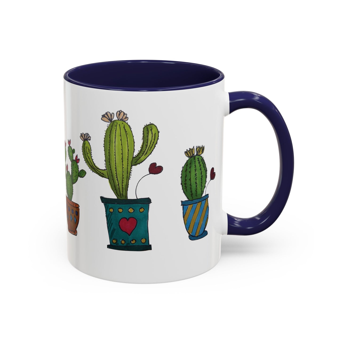 Coffee mug with accent color and my cactus doodle with " you make me thorny "